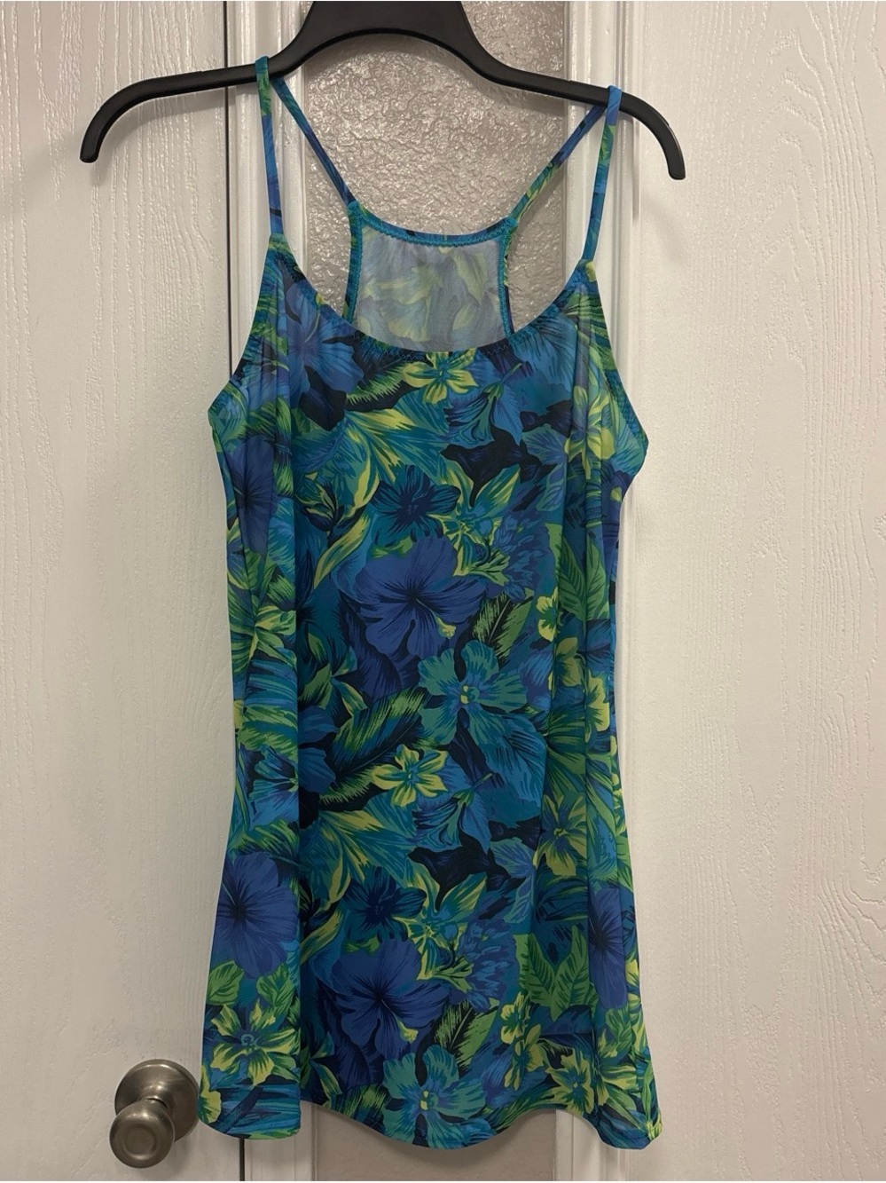 Tropical Blue & Green Spaghetti-Strap Swim Coverup